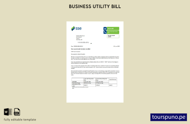 listo para imprimir la factura comercial de servicios públicos de SSE Energy, pl